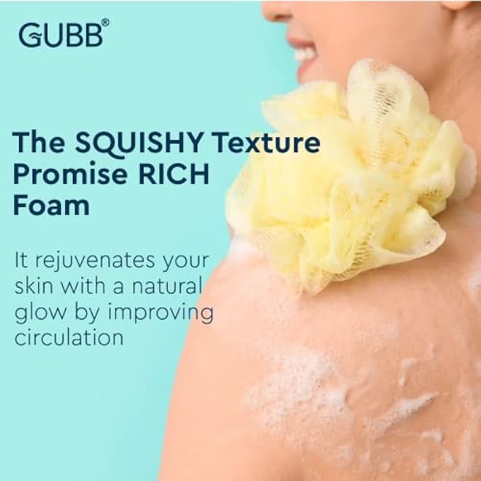 GUBB Luxe Bath Sponge Round Loofah For Women & Men, Bathing Scrubber For Body - Coral & Lilac - Image 5